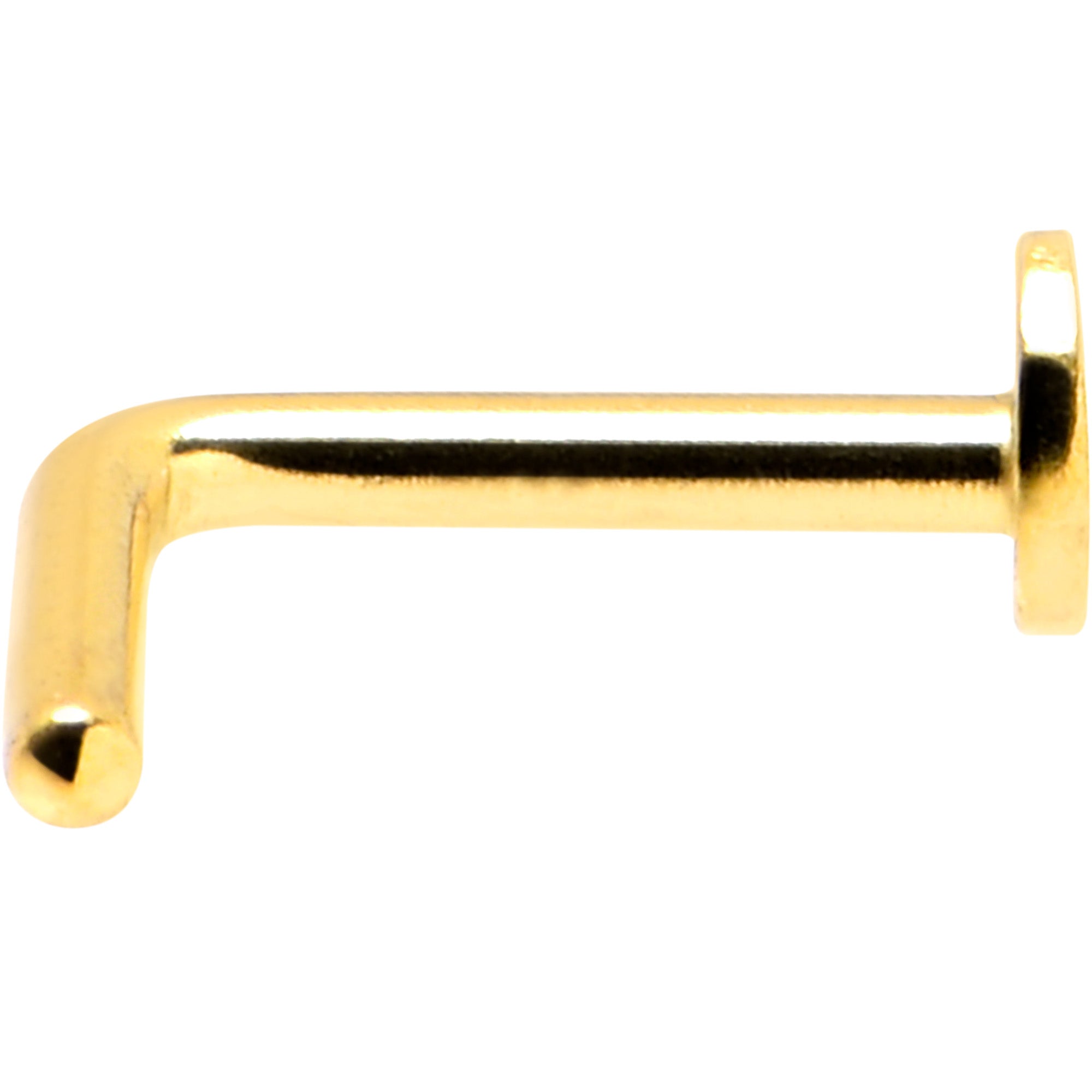 18G 1/4 Gold Tone ASTM F-136 Implant Grade Titanium Moon End L Shape Nose Ring