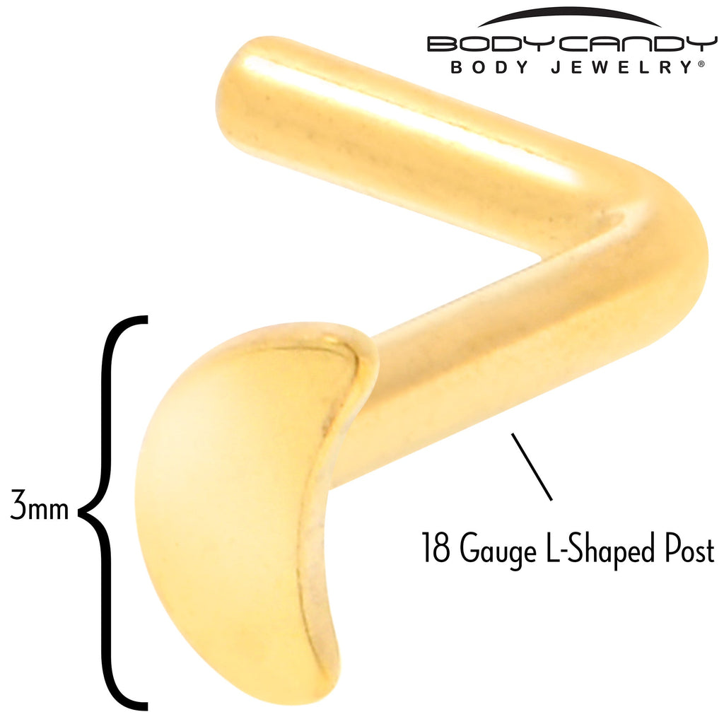 18G 1/4 Gold Tone ASTM F-136 Implant Grade Titanium Moon End L Shape Nose Ring