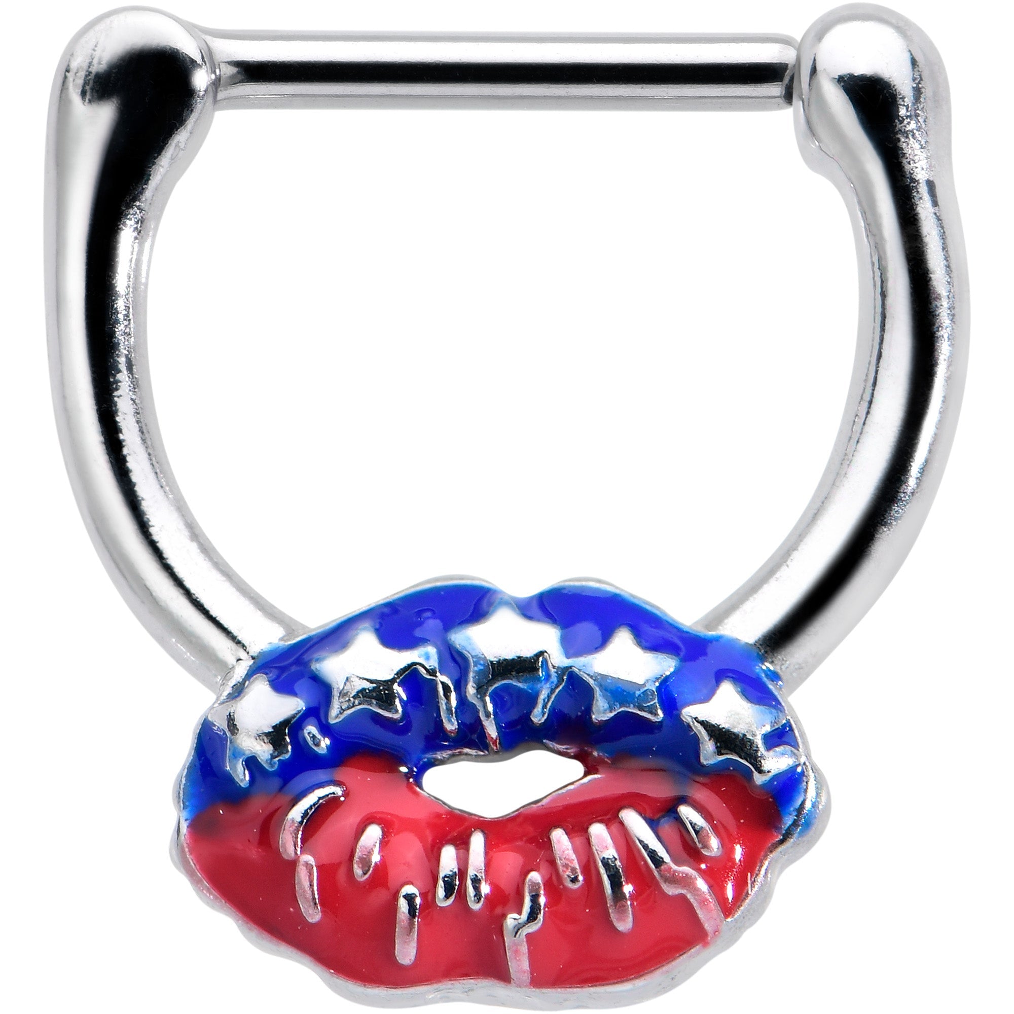 16G 5/16 Patriotic Kissy Lips Cartilage Clicker