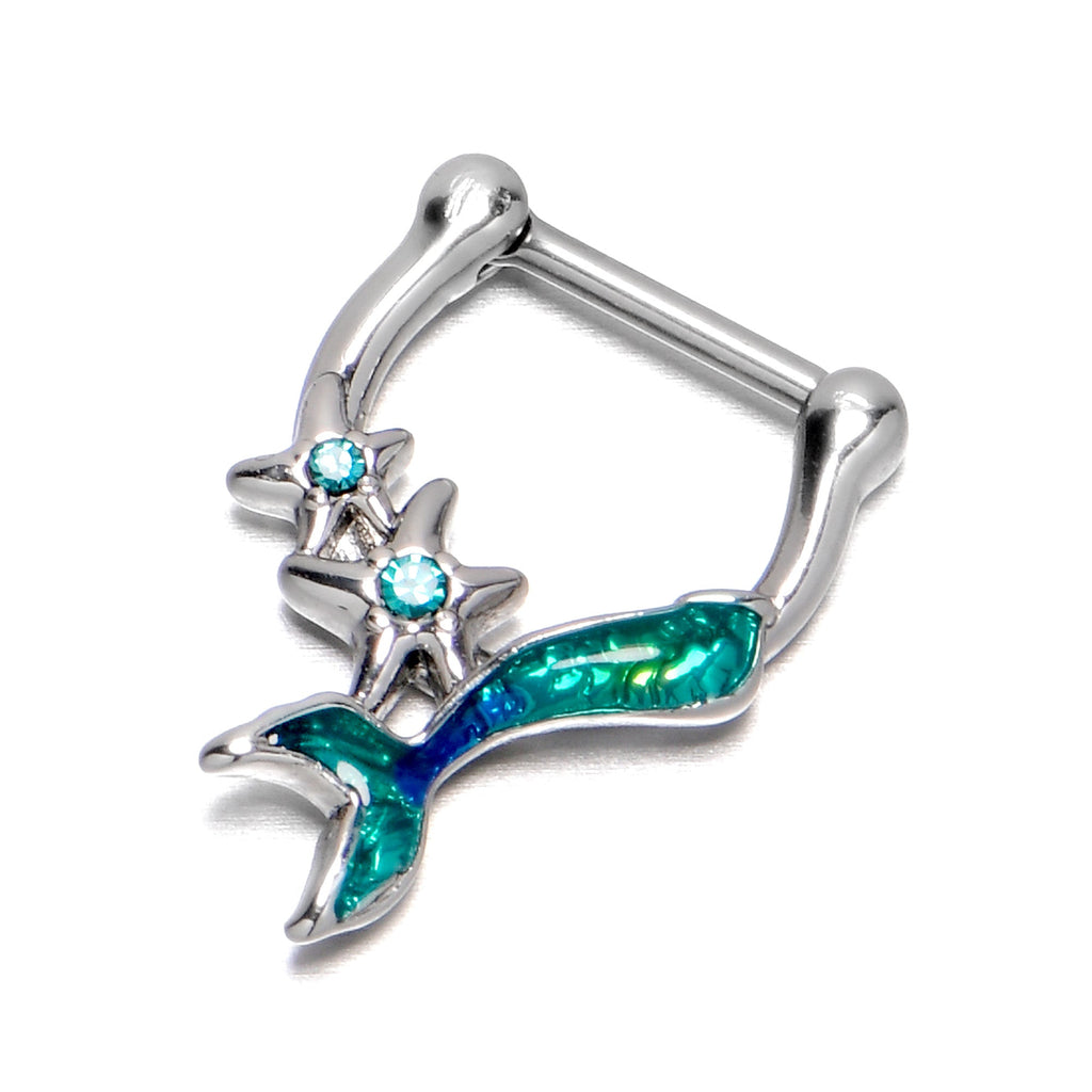 16G 5/16 Blue Gem Green Mermaid Tail Stars Cartilage Clicker