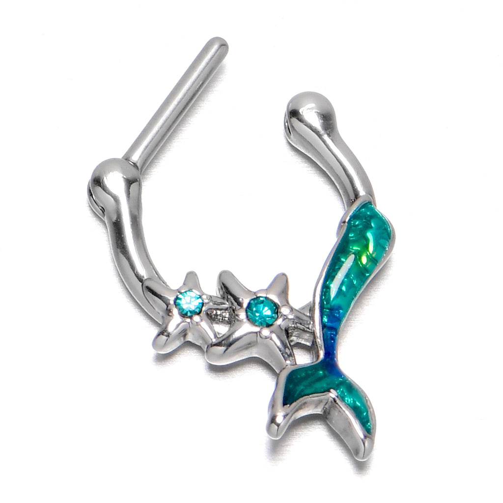 16G 5/16 Blue Gem Green Mermaid Tail Stars Cartilage Clicker