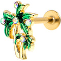 16G 5/16 Aurora Gem Gold Tone Palm Tree Glam Labret Monroe Tragus