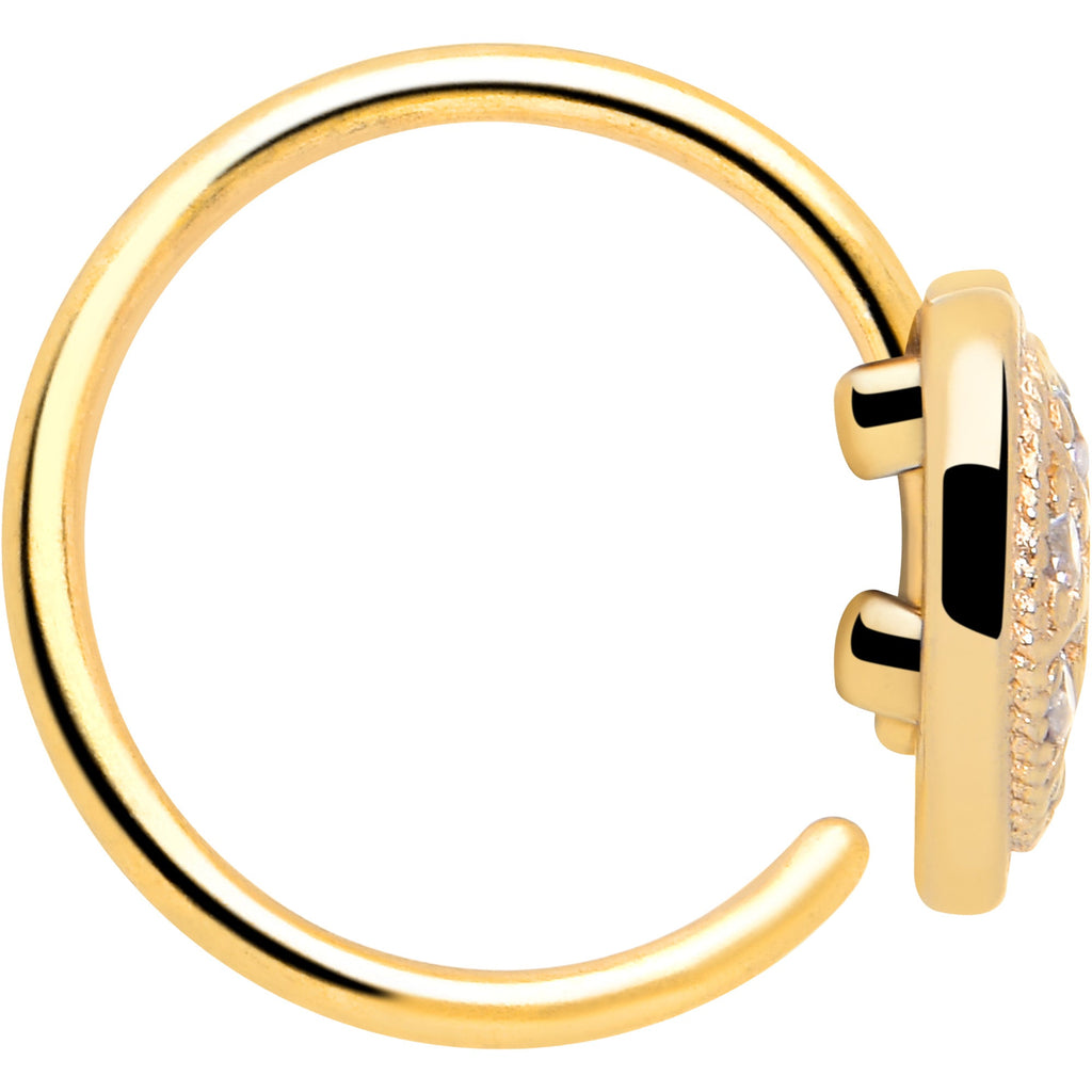 20G 5/16 Clear Gem Gold Tone Ultra Luxe Heart Nose Hoop
