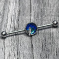 14G Mermaid Dark Blue Scale Tail Industrial Barbell 38mm