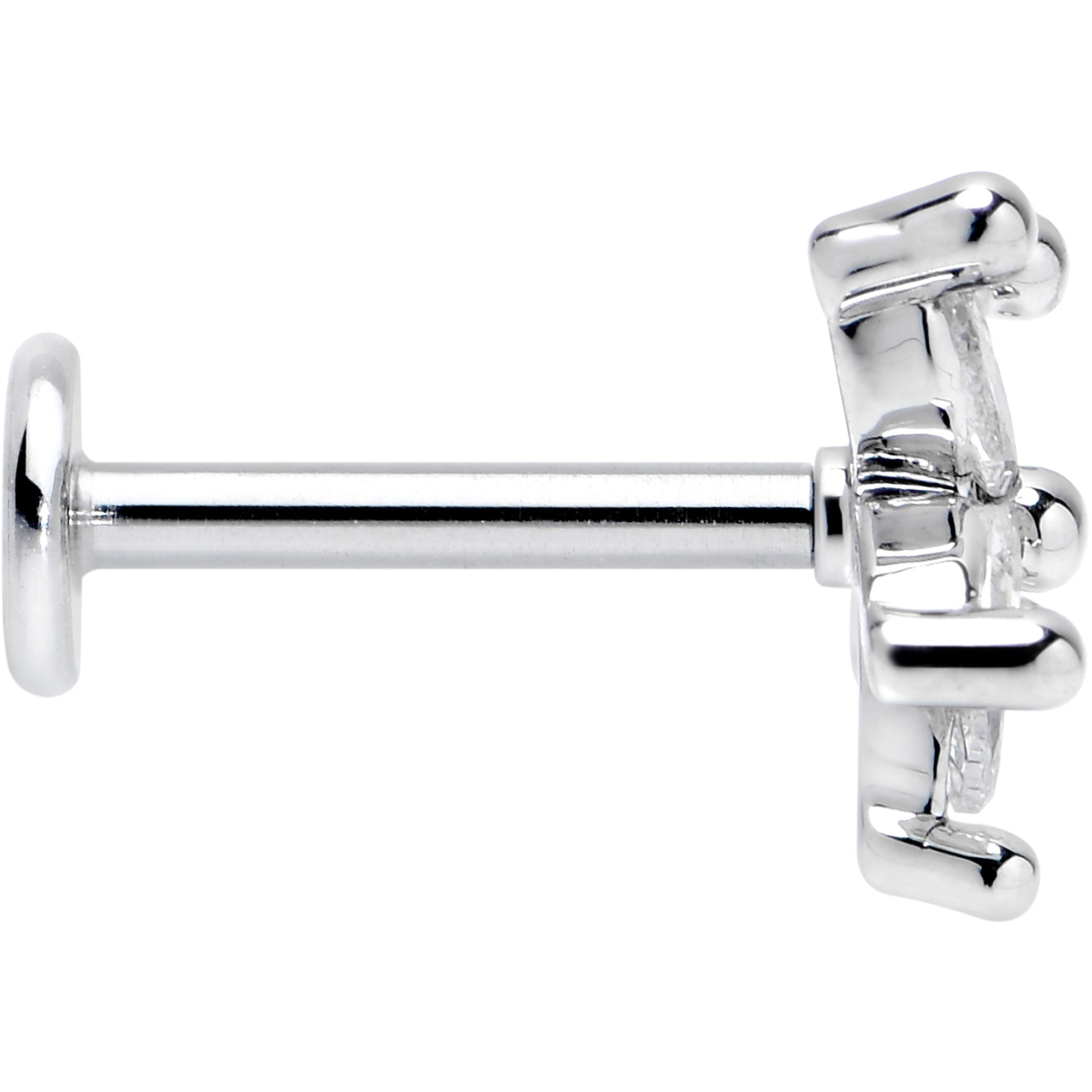 16G 5/16 Clear CZ Gem Flower Fantastic Internally Threaded Labret
