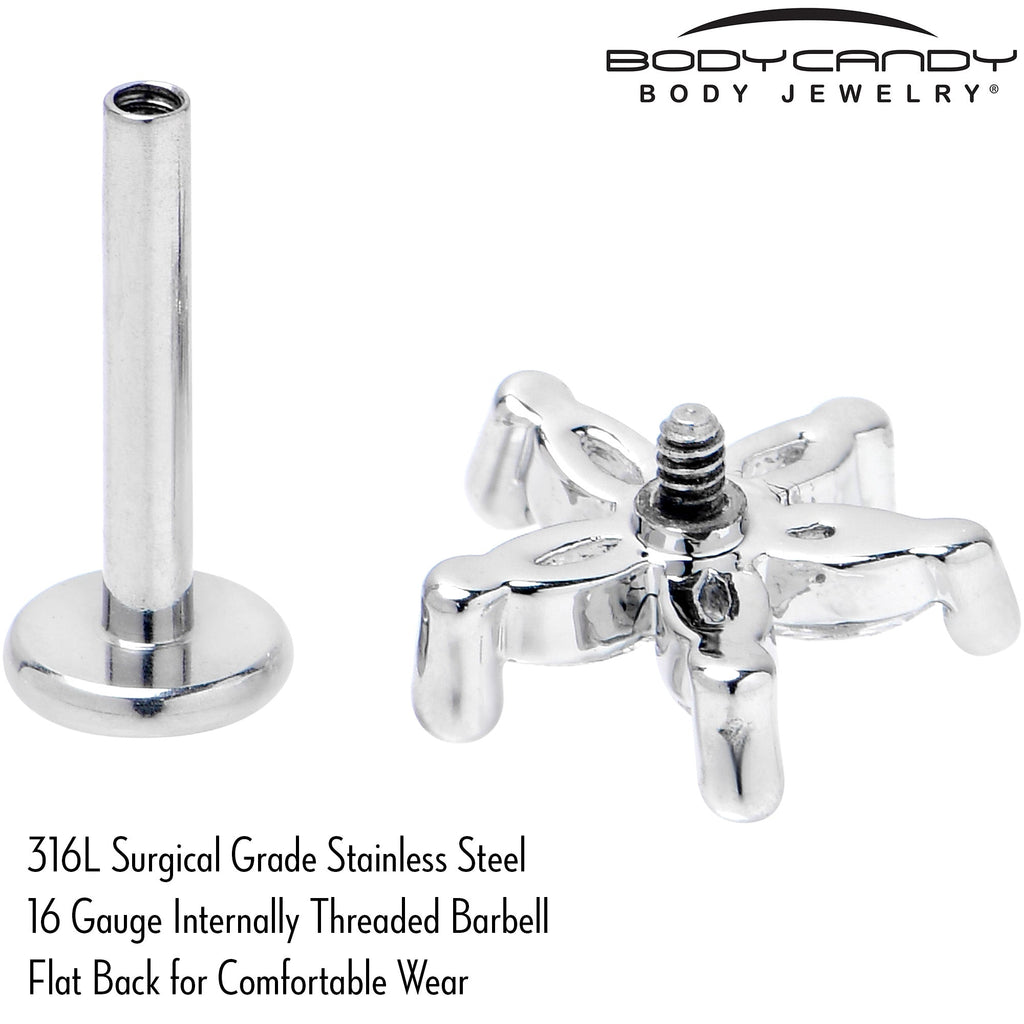 16G 5/16 Clear CZ Gem Flower Fantastic Internally Threaded Labret