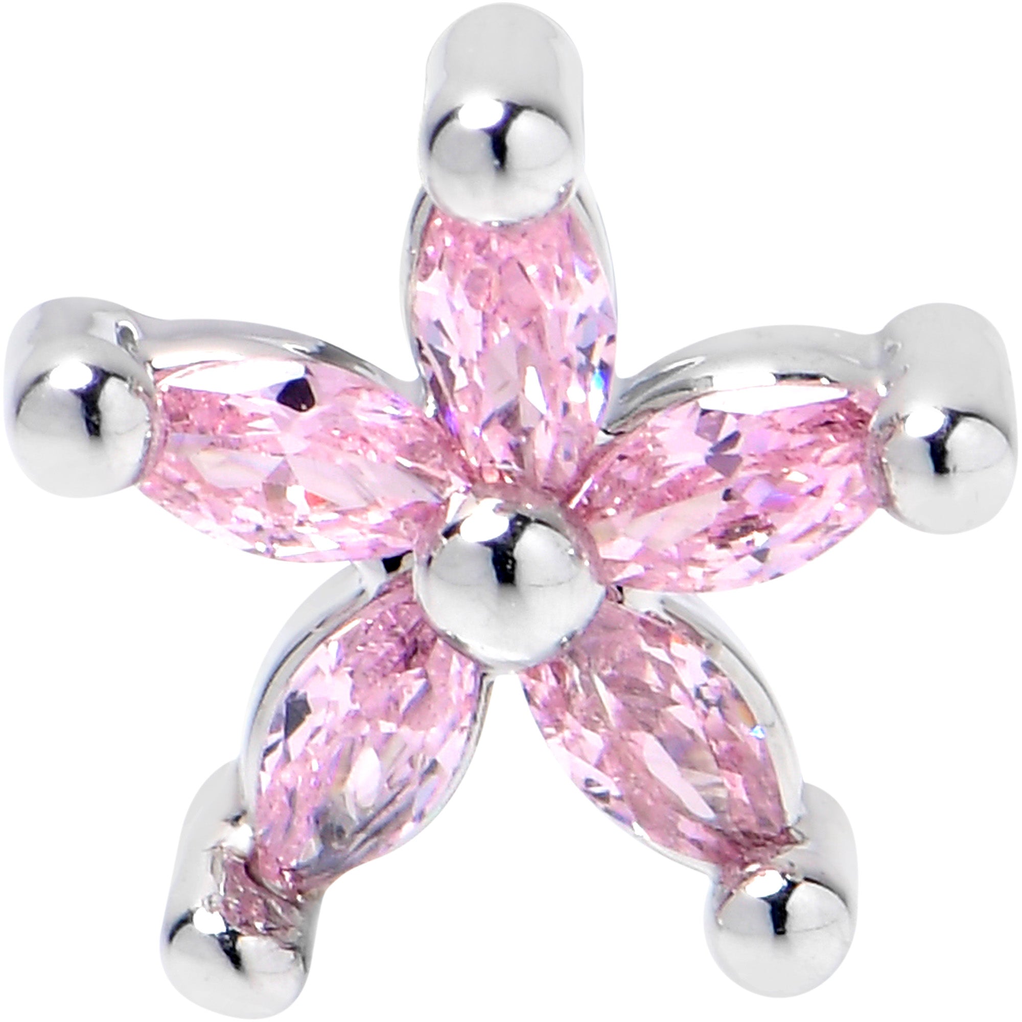 16G 5/16 Pink CZ Gem Flower Fantastic Internally Threaded Labret