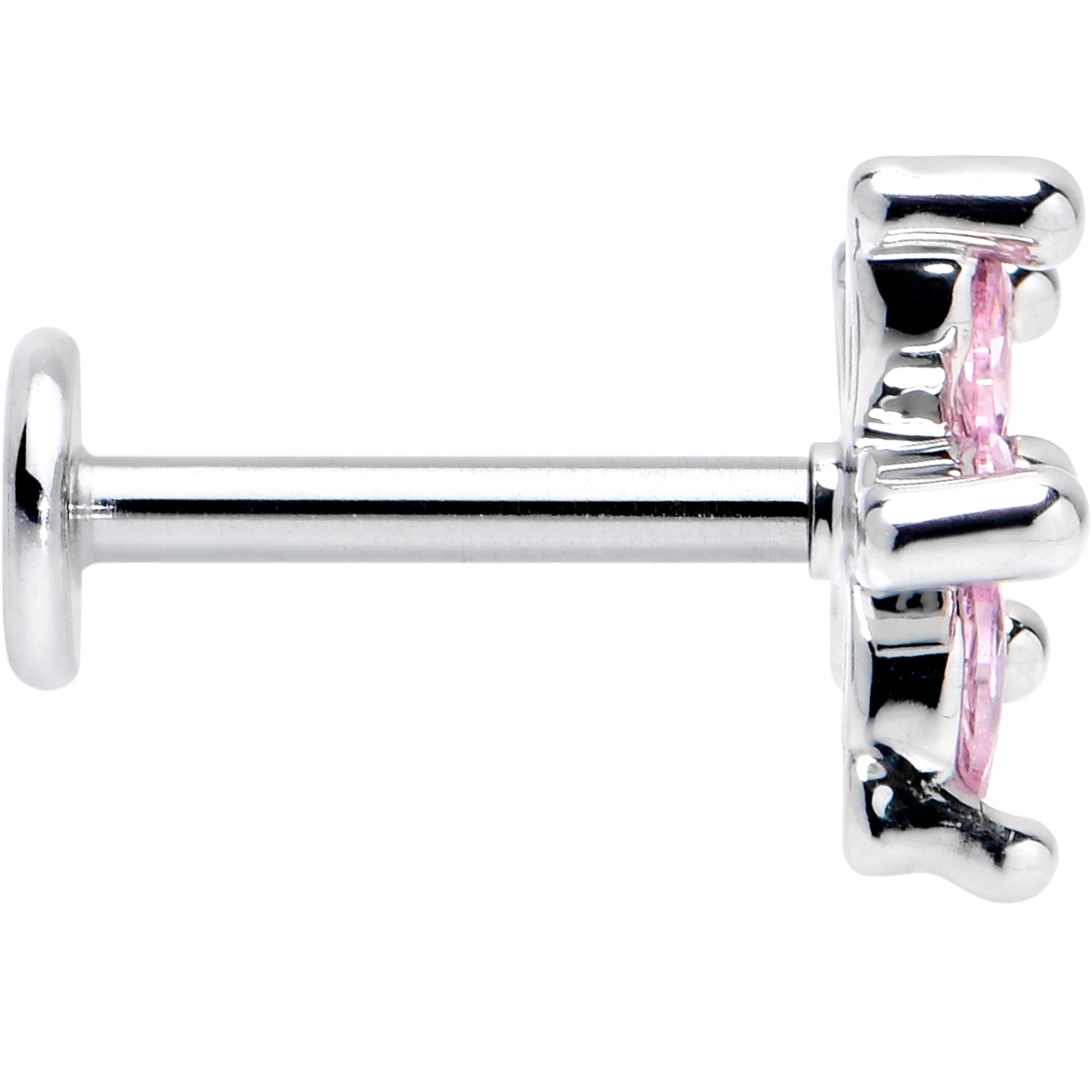 16G 5/16 Pink CZ Gem Flower Fantastic Internally Threaded Labret