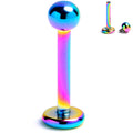 16G 5/16 Rainbow Internally Threaded Ball Labret Monroe Tragus