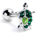 16G 1/4 Green Gem Turtle World Cartilage Tragus Earring