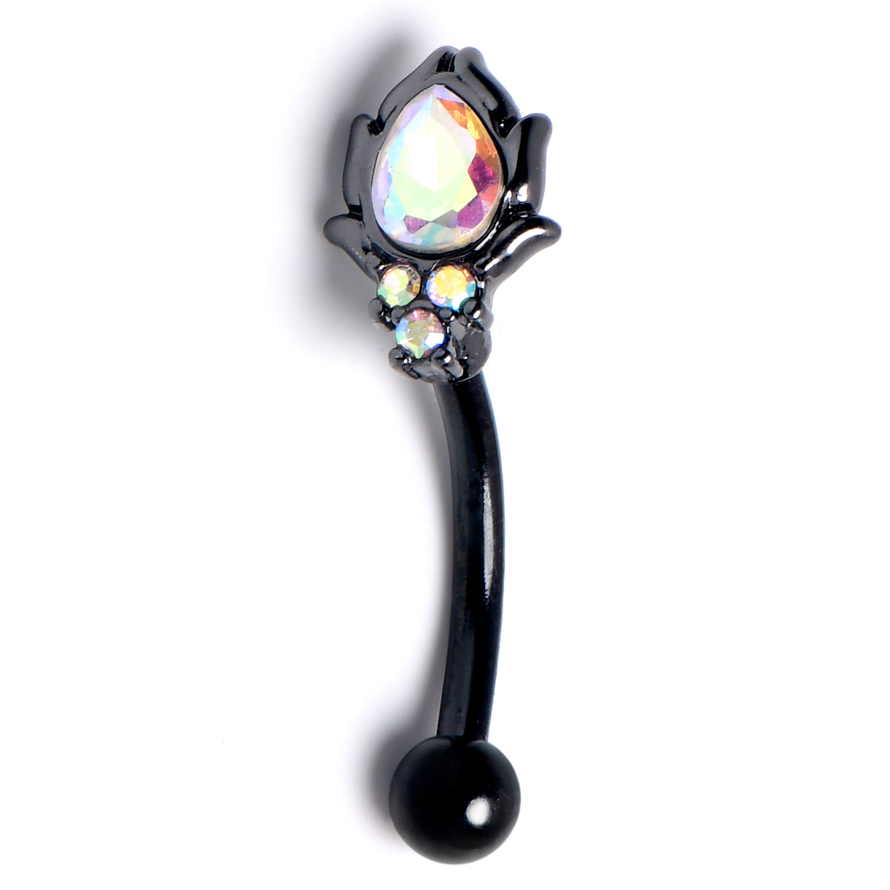 16G 5/16 Aurora Gem Black Dream Drop Curved Eyebrow Ring