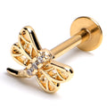 16G 3/8 Clear Gem Gold Tone Filigree Dragonfly Labret Monroe Tragus