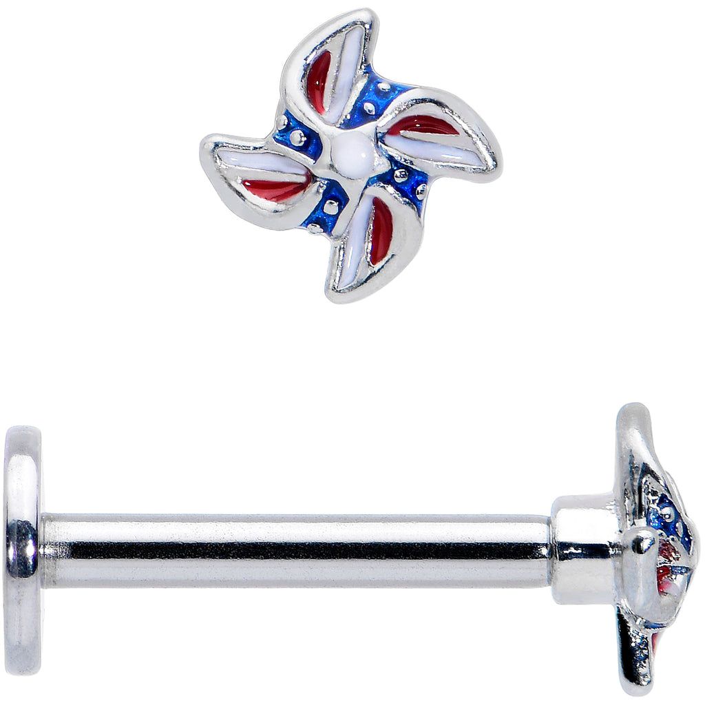 16G 5/16 Patriotic Pinwheel Labret Monroe Tragus
