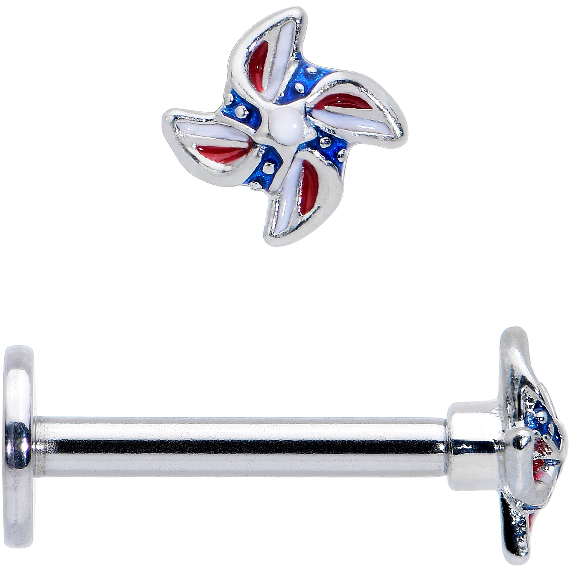 16G 5/16 Patriotic Pinwheel Labret Monroe Tragus