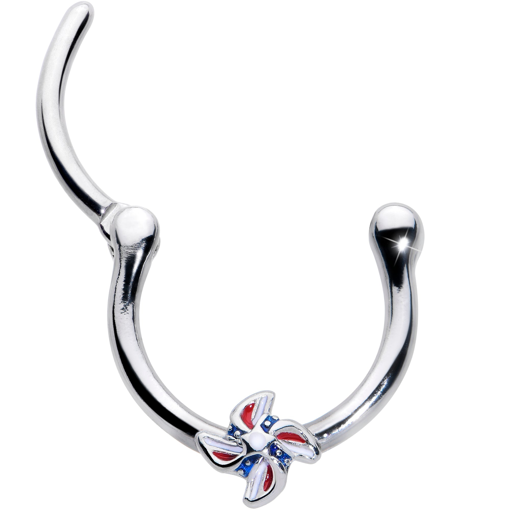 16G 3/8 Patriotic Pinwheel Cartilage Clicker