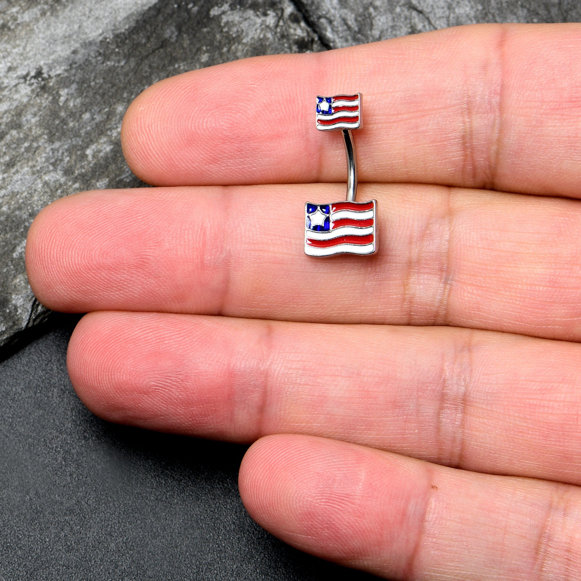 Patriotic Flag Double Mount Belly Ring