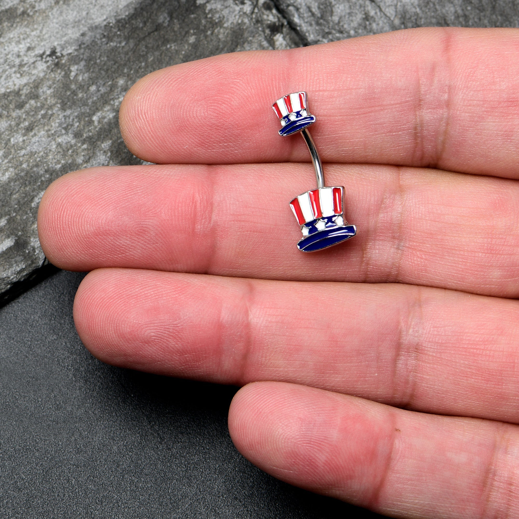 Patriotic Uncle Sam Top Hat Double Mount Belly Ring