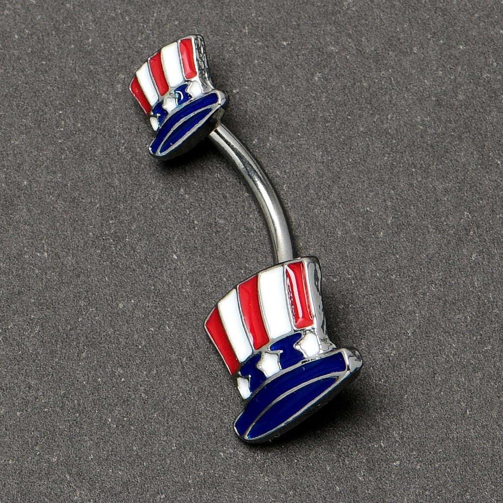 Patriotic Uncle Sam Top Hat Double Mount Belly Ring