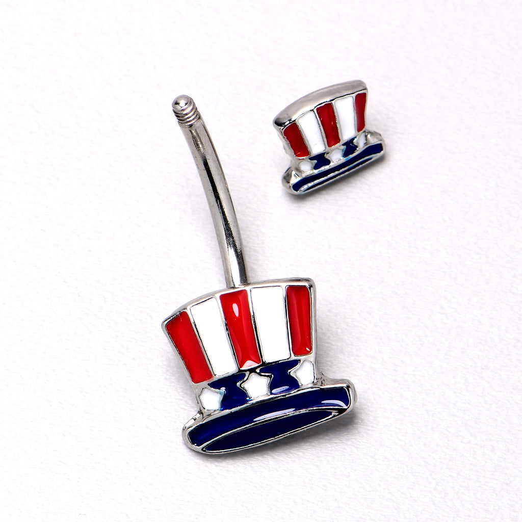 Patriotic Uncle Sam Top Hat Double Mount Belly Ring
