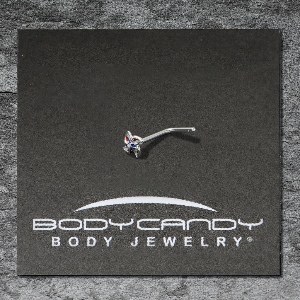 20G 7mm Patriotic Pinwheel L Shape Nose Ring