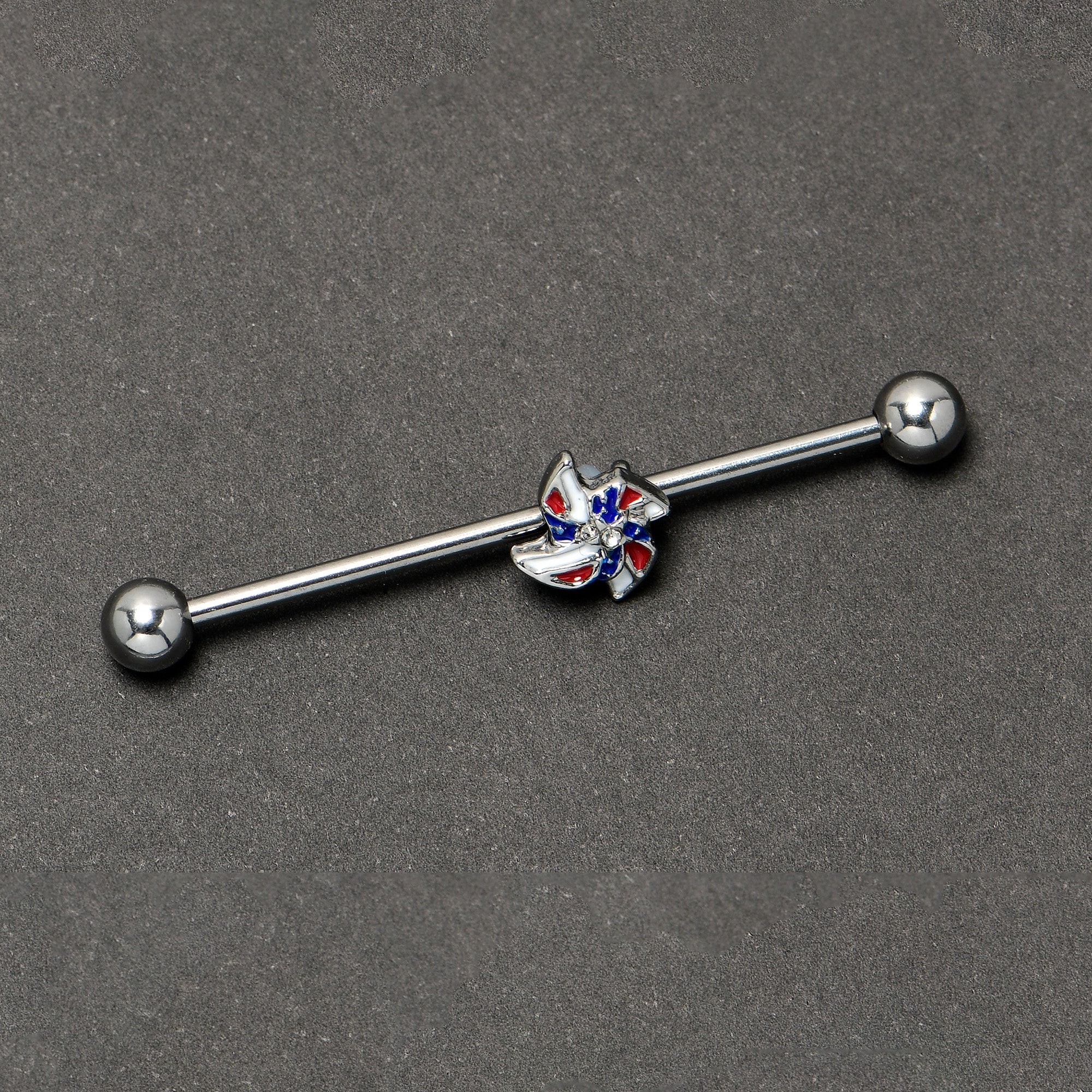 14G Patriotic Pinwheel Industrial Barbell 38mm