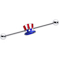 14G Patriotic Uncle Sam Top Hat Industrial Barbell 38mm