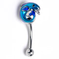 16G 5/16 Dolphin Blue Beauty Curved Eyebrow Ring