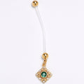 Green Clear Gem Bioplast Royal Beauty PTFE Dangle Pregnancy Belly Ring