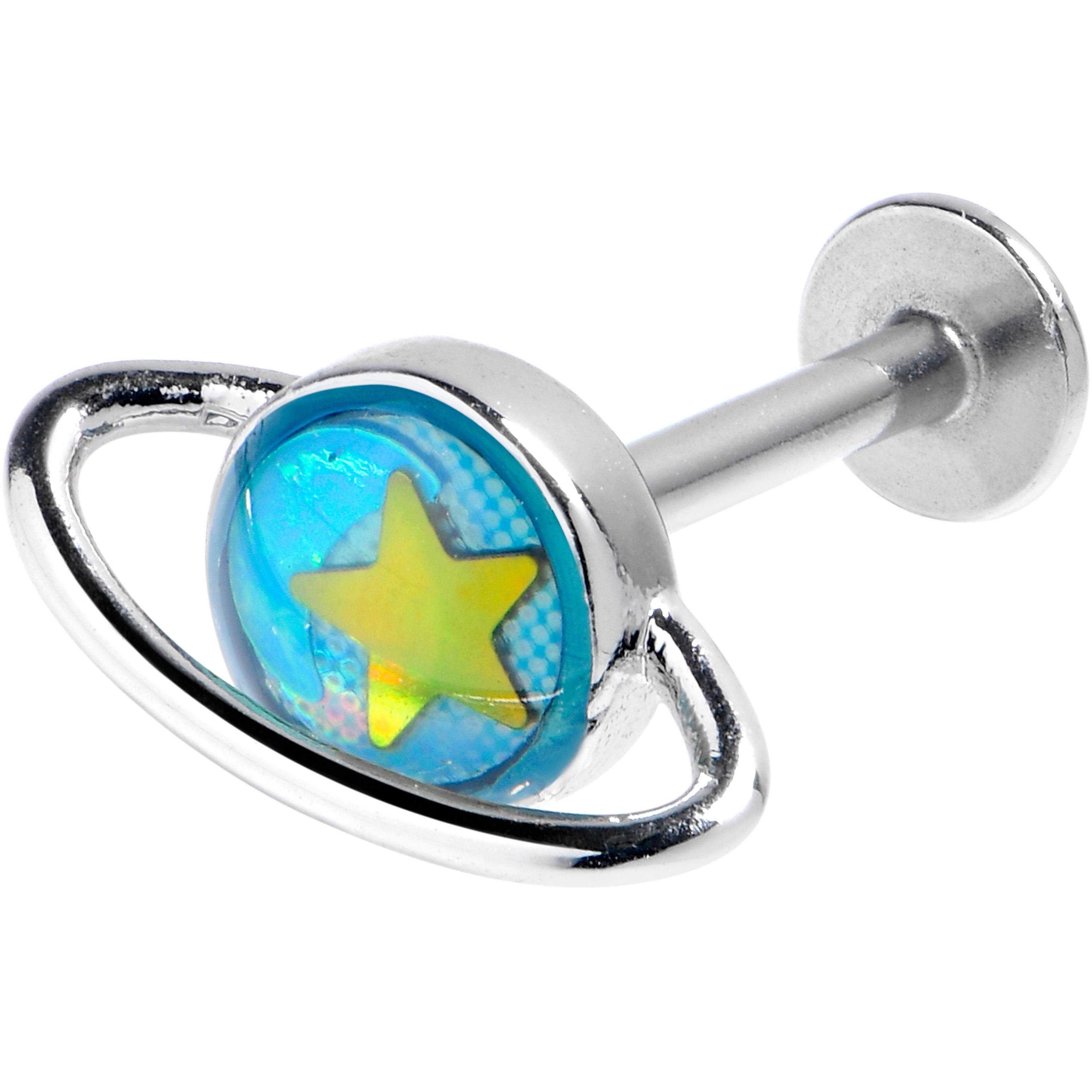 16G 5/16 Saturn Star Blue Labret Monroe Tragus