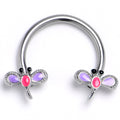 16G 3/8 Embellished Dragonfly Horseshoe Circular Barbell