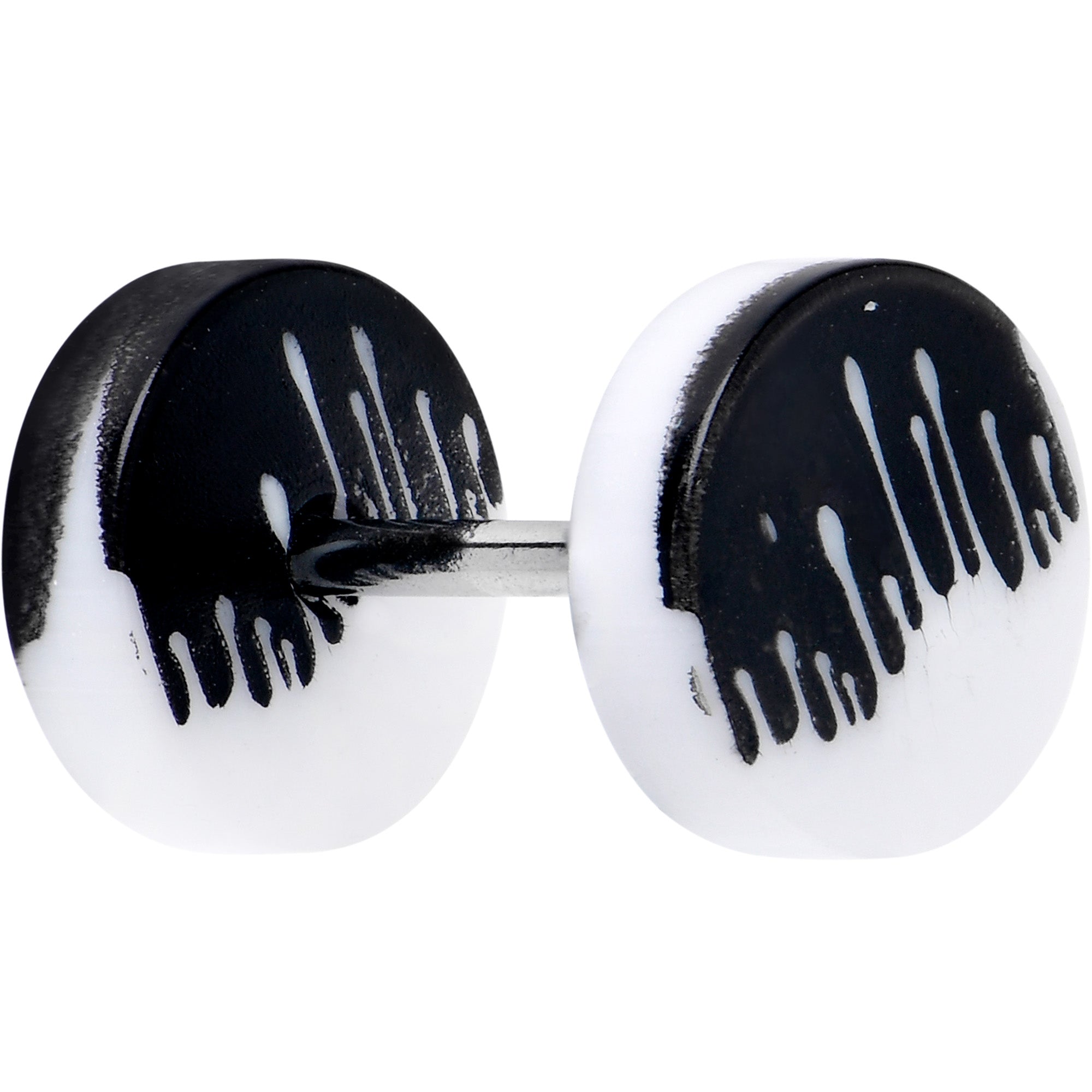 16G Black White Reverse Drip Acrylic Cheater Plug Set