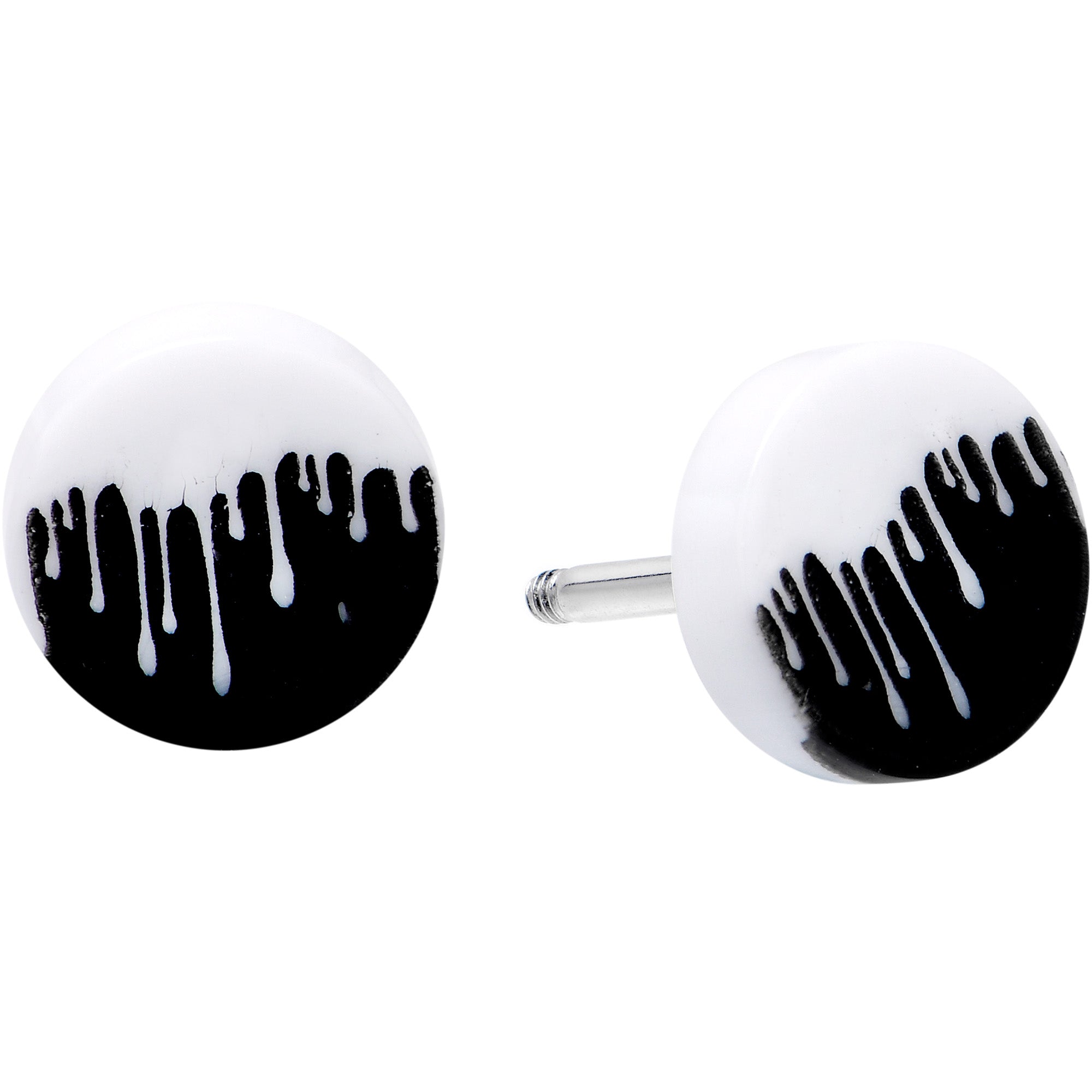 16G Black White Reverse Drip Acrylic Cheater Plug Set