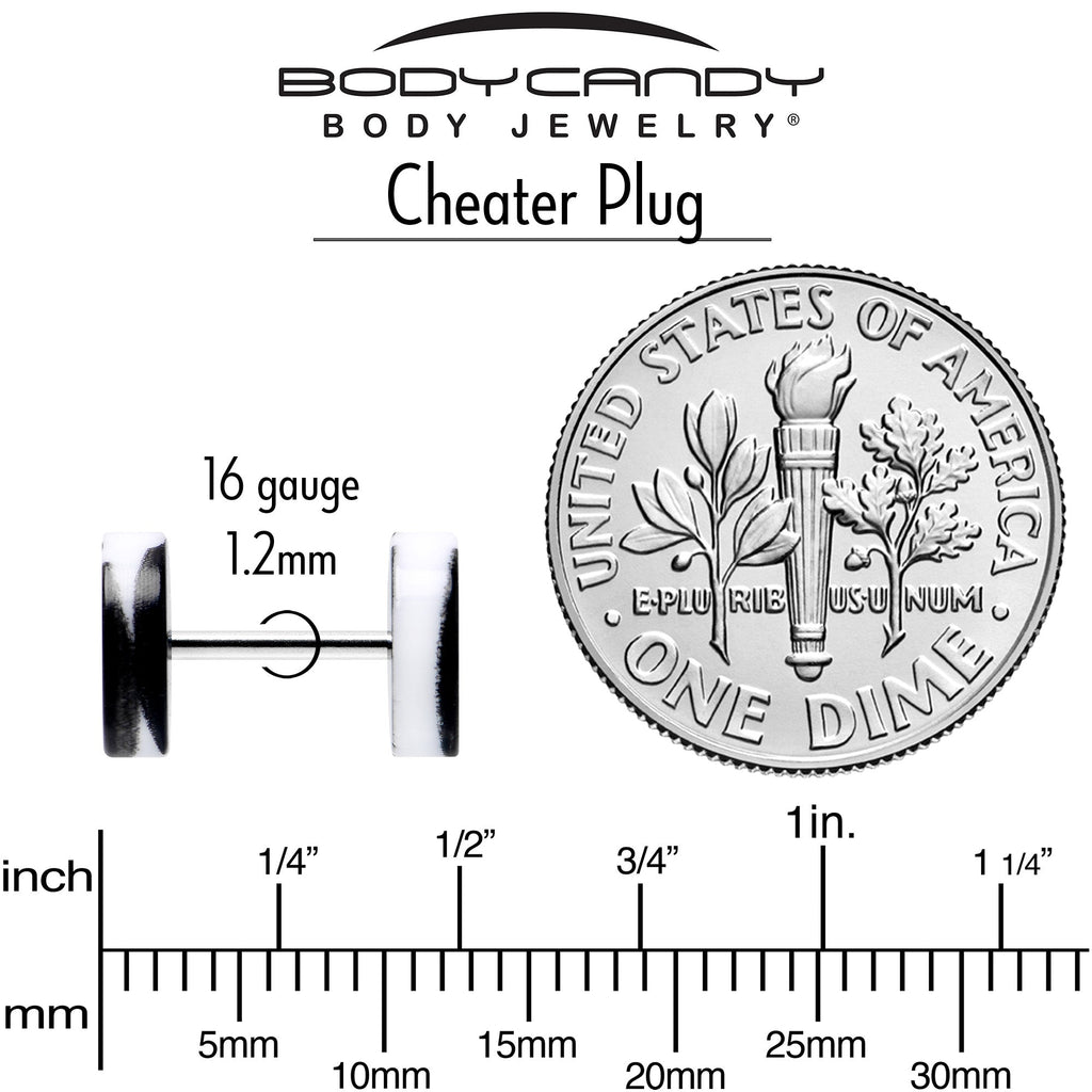 16G Black White Reverse Drip Acrylic Cheater Plug Set
