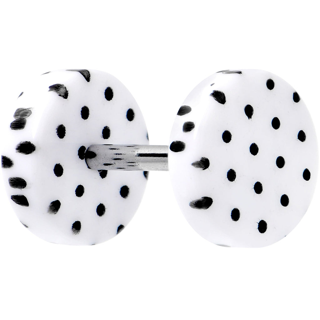 16G White Acrylic Polka Dots Black Cheater Plug Set