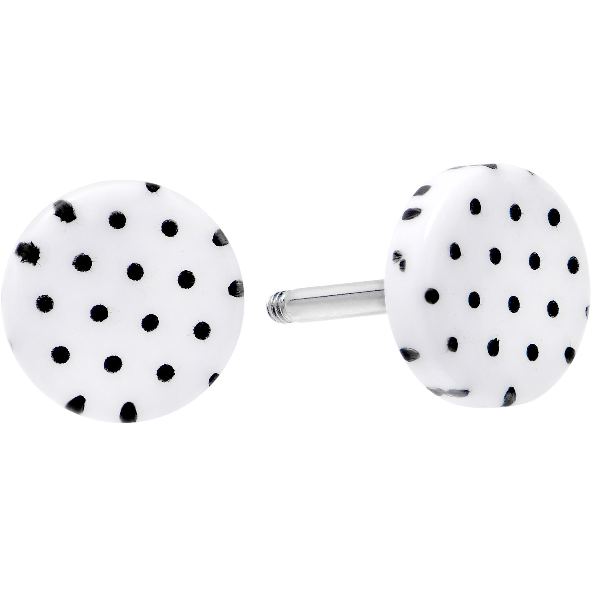 16G White Acrylic Polka Dots Black Cheater Plug Set