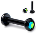 16G 1/4 Vitrail CZ Gem Black ASTM F-136 Implant Grade Titanium Internally Threaded Labret