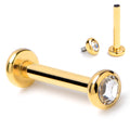 16G 5/16 Clear CZ Gem Gold Hue  ASTM F-136 Implant Grade Titanium Internally Threaded Labret