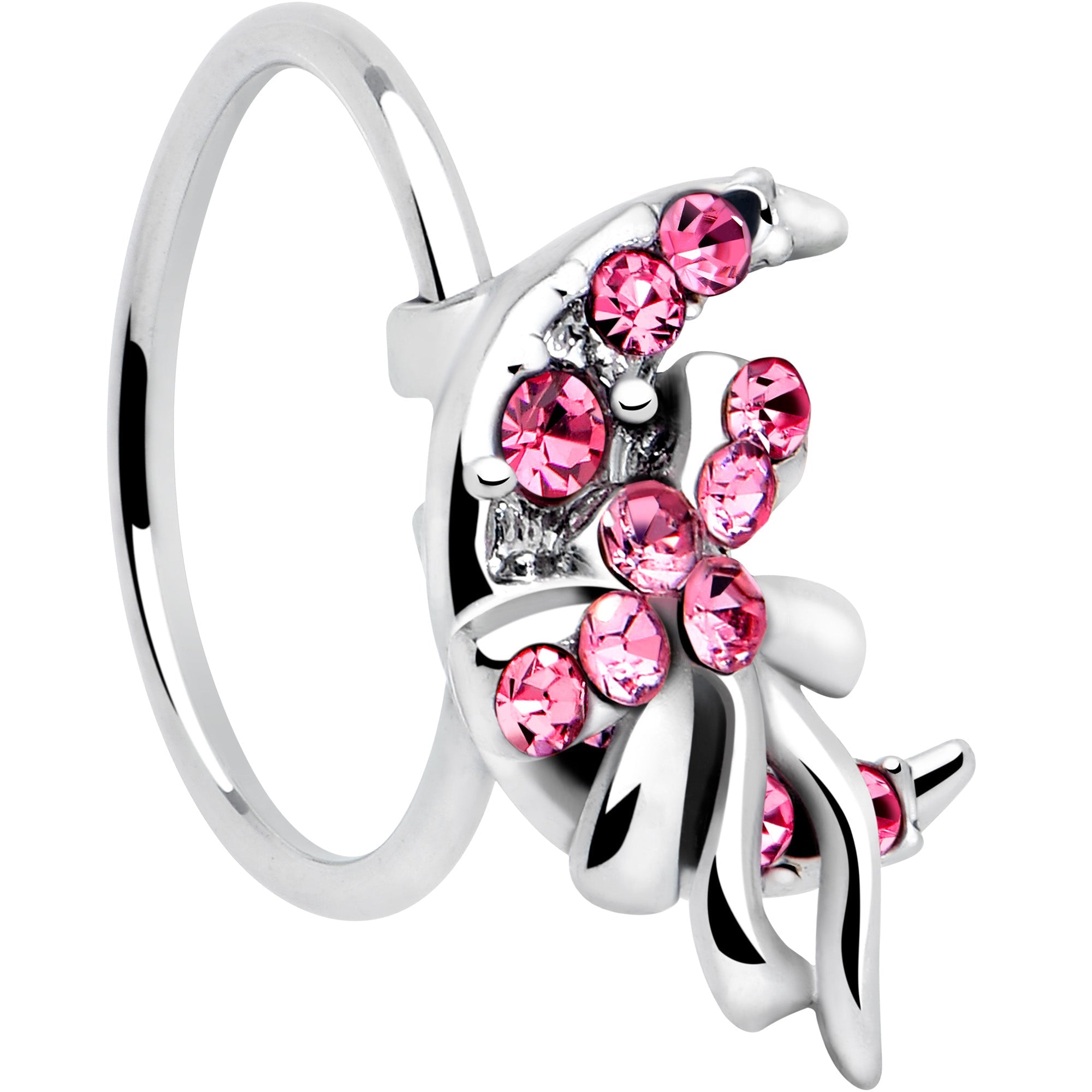 20G 5/16 Pink Gem Cartilage Helix Hoop Earring