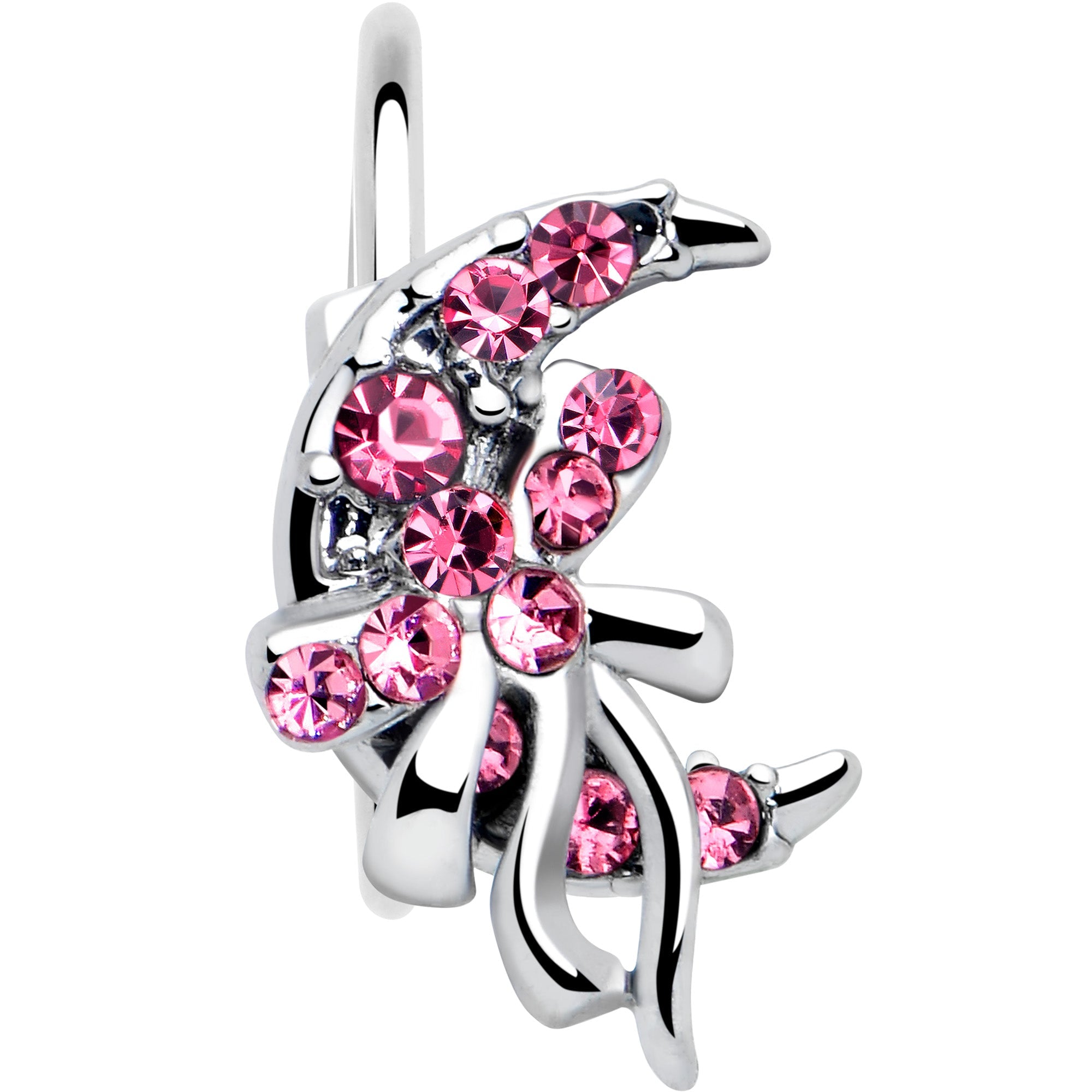 20G 5/16 Pink Gem Cartilage Helix Hoop Earring