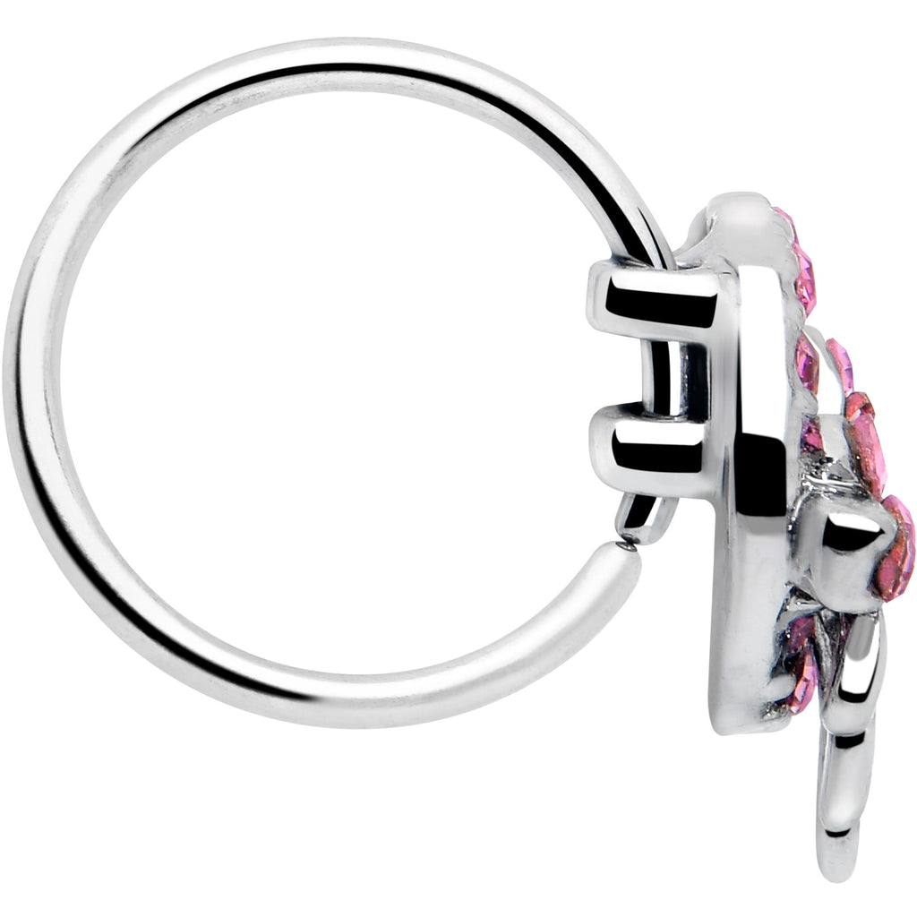 20G 5/16 Pink Gem Cartilage Helix Hoop Earring