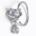20G 5/16 Clear Heart Dangle Conch Hoop Septum Ring Cartilage Helix Hoop Earring