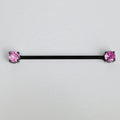 14G Pink Gem Black Forward Facing Internally Threaded Industrial Barbell 38mm