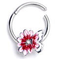 16G 3/8 Clear CZ Gem Butterfly Blossom Pink Hinged Segment Ring