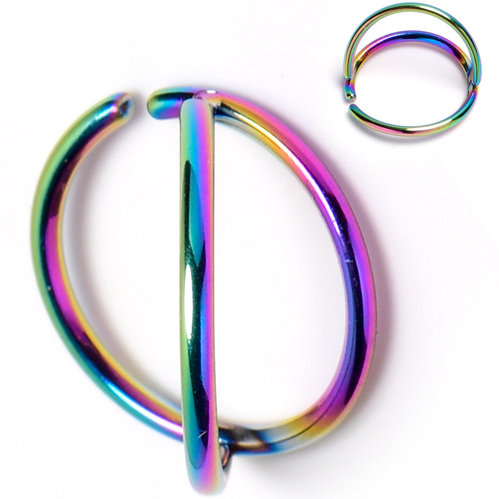 20G 5/16 Rainbow Double Nose Hoop