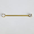 14G Clear Gem Gold Tone Internally Threaded Industrial Barbell 38mm