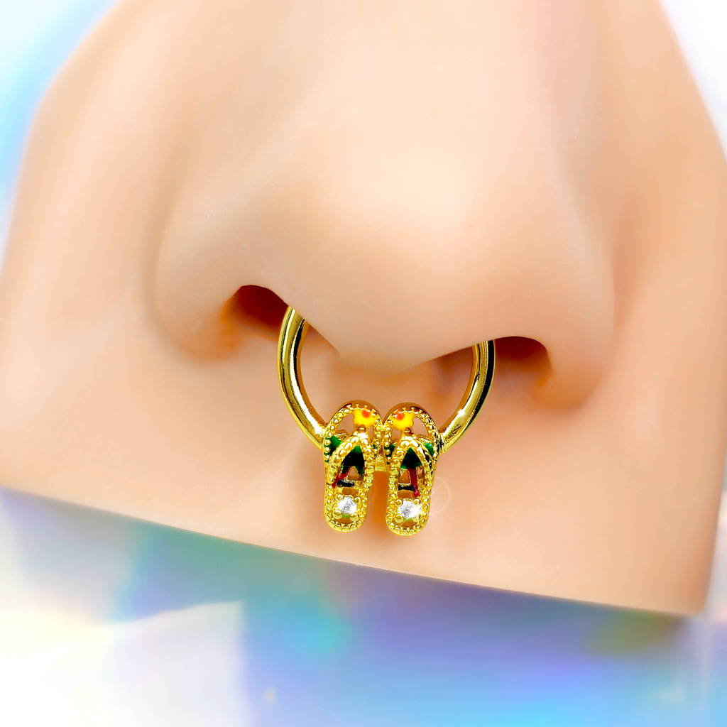 16G 5/16 Clear Gem Gold Tone Beach Sandals Cartilage Clicker