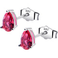 4mm CZ Pear 925 Sterling Silver July Birthstone Stud Earrings