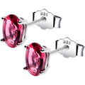 4mm CZ Oval 925 Sterling Silver July Birthstone Stud Earrings