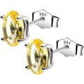 5mm CZ  Oval 925 Sterling Silver November Birthstone Stud Earrings