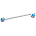 14G Blue Faux Opal Internally Threaded Industrial Barbell 38mm
